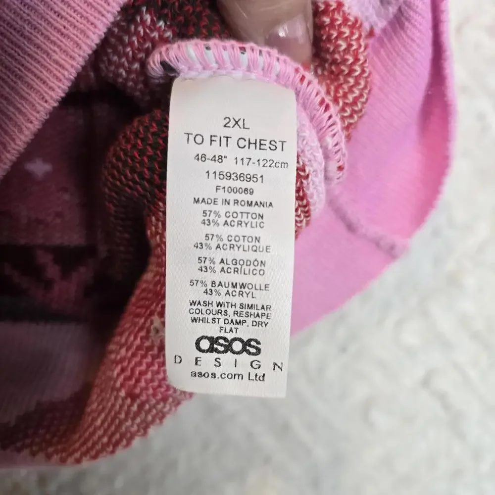 ASOS DESIGN  Pink Strawberry Pattern Sweater 2XL unisex - Picture 7 of 7